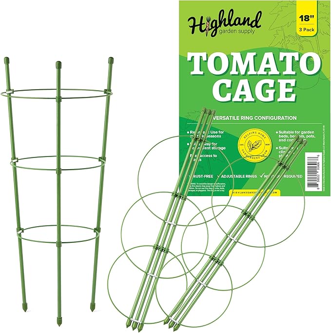 Tomato Cages for Garden Cherry Tomato Cage Plant Support Structures, Vegetables Climbing Plants Plant Trellis for Climbing Vegetable Metal 18" 3Pack