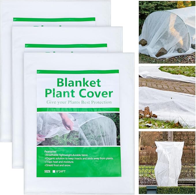 Hushee 6 Pack Plant Covers Freeze Protection, 8 x 24ft Frost Blankets Cover for Plants, Plant Frost Protection Cover, Garden Netting for Winter, Floating Cover Frost Cloth, Freeze Protection Blankets