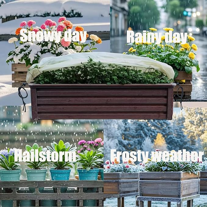 EJW Planter Cover, Plant Covers Freeze Protection,2 Pack 59.2"*17.7"x15.7" Planter Covers for Winter, Frost Cloths for Outdoor Plants, Raised Bed Covers for Winter.
