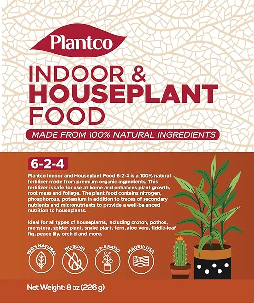 Indoor Plant Food for Houseplants | 100% Natural Fertilizer Granules for Potted Plants | Granular Fertilizer for House Plants | Plantco NPK 6-2-4 (½ lb)