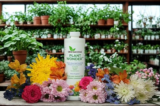 Organic Plant Fertilizer Liquid Concentrate – Plant Food for Indoor & Outdoor Plants, Vegetables & Lawn – Soil Booster with Humic & Fulvic Acid – 16 oz – GroSuccess PlantWonder