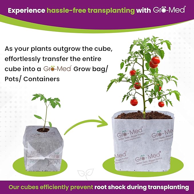Gro-Med Coco Coir Seed Starter Cubes NPK Enriched for Herbs, Flowers, Vegetables organic Coco 4 Inch Plugs Perfect for Cloning, Cuttings, Propagation - 10 Cubes- Best Alternative to Peatmoss, Rockwool