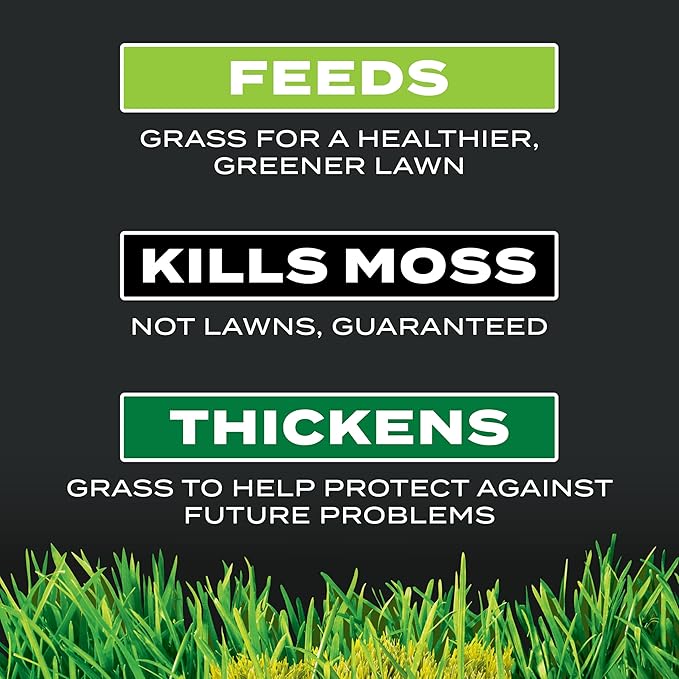 Scotts Turf Builder Triple Action for Moss Control - Moss Killer and Lawn Fertilizer, Lawn Care, Covers Up to 8,000 sq. ft., 40 lb.