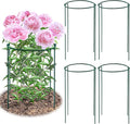 8 Pack Peony Support Cages, 10" W x 24" H Half Round Peony Plant Supports, Heavy Duty Metal Plant Support Stakes, Green Garden Plant Support Rings for Peony, Hydrangea, Roses & Flowers