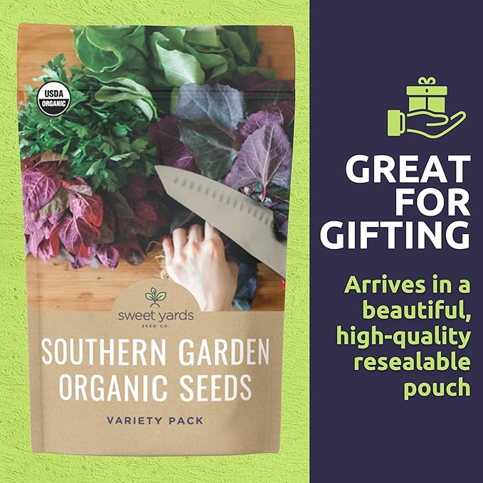 Organic Southern Garden Seeds Variety Pack - 10 Individual Packs - 2026 Season - Sugar Ann Snap Pea, Sweet Crimson Watermelon and More! for Indoor & Outdoor Planting (Non-GMO, Certified Organic)