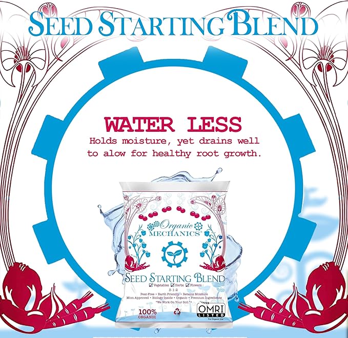Organic Mechanics Seed Starting Potting Soil Blend, 8 qt – Provides Optimal Seed Germination with Coconut Coir, Aged Pine Bark, Rice Hulls, and Worm Castings – Peat-Free & Eco-Friendly