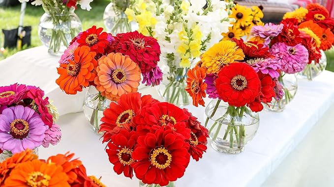 250 California Giants Zinnia Seeds for Planting - Heirloom Non-GMO USA Grown Premium Flower Seeds - Mix of Red, Orange, Yellow, White, Pink, and Purple Flowers - Attracts Butterflies by RDR Seeds