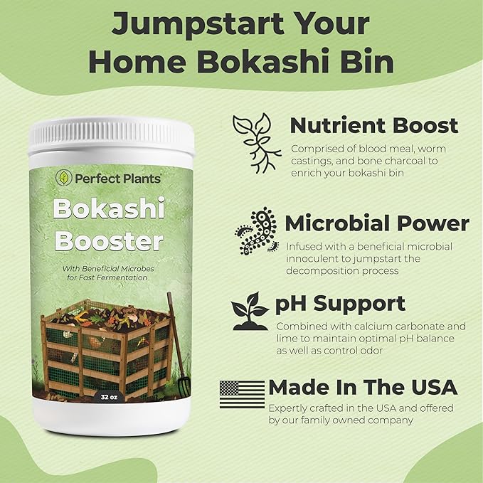 Bokashi Booster by Perfect Plants | Uses Microorganisms & Bacteria Fermentation for Indoor Bucket or Tumblers | Perfect for Beginners | Effective for All Compost Starters & Rotating Kits (32 oz)