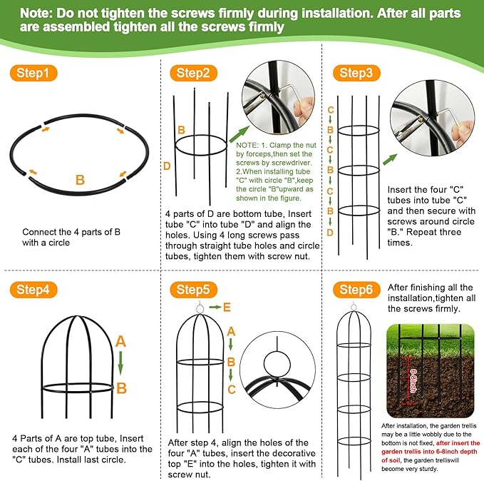 100% Metal Obelisk Garden Trellis 6.6 Ft Tall Plant Support for Climbing Vines, Flowers Stands,Rose Bush Round Trellis for Pots Metal Plant Trellises for Clematis Vine Jasmine Outdoor Indoor,2 Pack