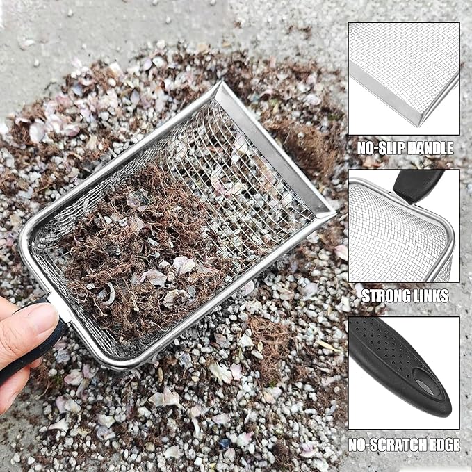 Soil Sifter for Gardening (2-Pack) – 3.8mm and 5mm Mesh, Heavy-Duty Metal Sifter for Dirt, Rocks, Compost and Sand, Durable Garden Tool for Landscaping and Potting Soil