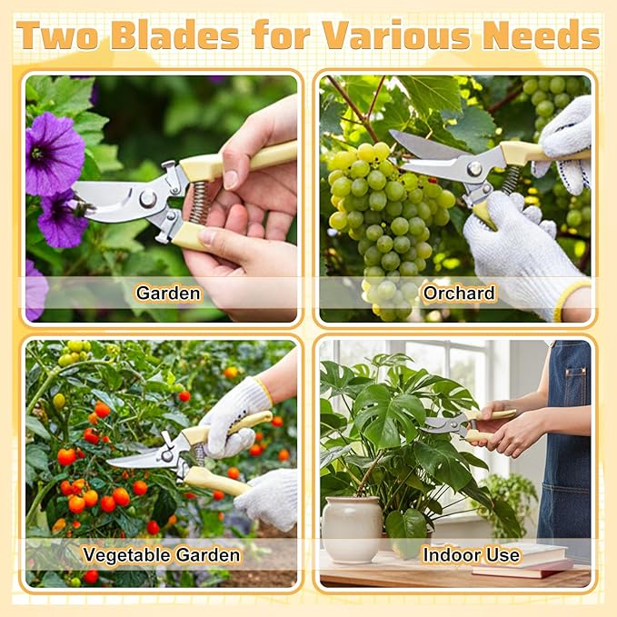 24pcs pruning shears for gardening Garden Flower Shears garden shear gardening scissors flower cutting scissors hedge clippers Beige flowers clippers Handheld Heavy Duty Plant Scissor