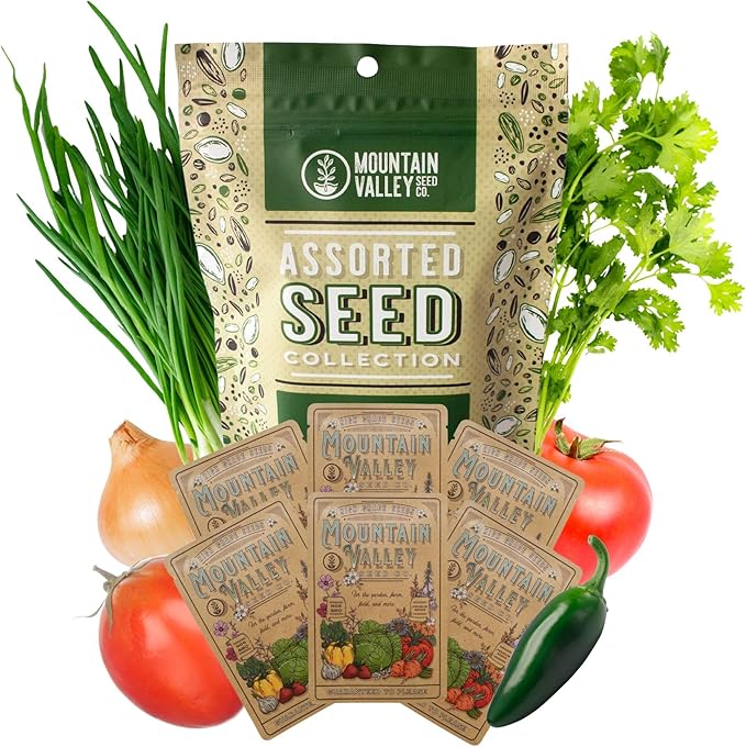 Mexican Seed Salsa Garden Collection | Basic Assortment | Grow Vegetables for Salsa, Hot Sauce, Pico De Gallo | 6 Non-GMO Vegetable Gardening Seed Packets: Jalapeno, Tomato, Cilantro, Onion, Chives, &