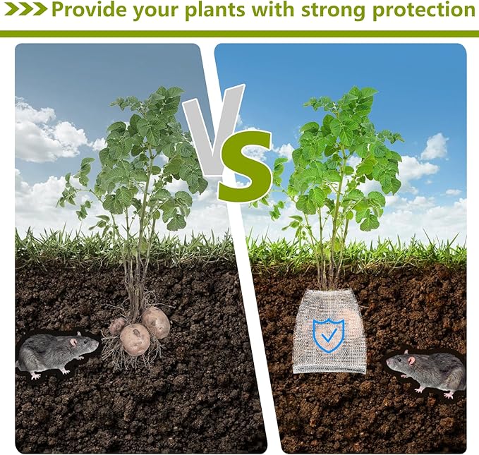Plant Root Guard Gopher Wire,5 PCS 1 Gallon Plant Wire Baskets,Rust-Resistant Stainless Steel Gophers Moles Voles Mesh Baskets Protect Plant Roots Tubers Trees Flowers Crops