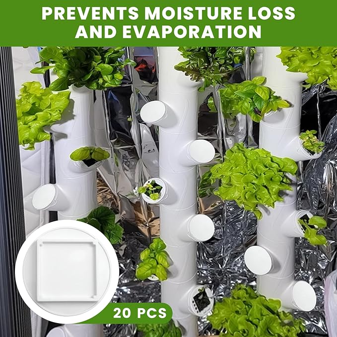 20 Pack Caps Compatible with Gardyn yPod Hydroponic System, Reusable, 5.2cm/2 Inch, Plastic Covers for Grow Ycube Cups Hydroponic Pod Lid Accessories for Vertical Garden Towers