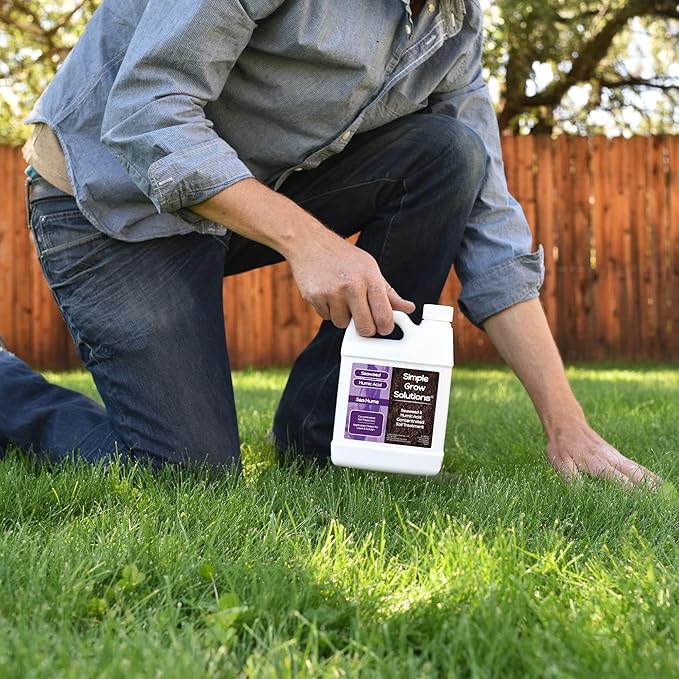 Sea Kelp for Lawn & Plants- OMRI Listed for Organic Use- Seaweed Soil Treatment for Turf Grass & Garden- Sea Hume- Simple Lawn Solutions (32 Ounce)
