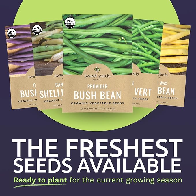 Organic Bean Seeds Variety Pack - 5 Individual Packs - 2026 Season - Golden Wax Bush, Cannellini Shelling Bean and More! For Indoor & Outdoor Planting (Non-GMO, Certified Organic)