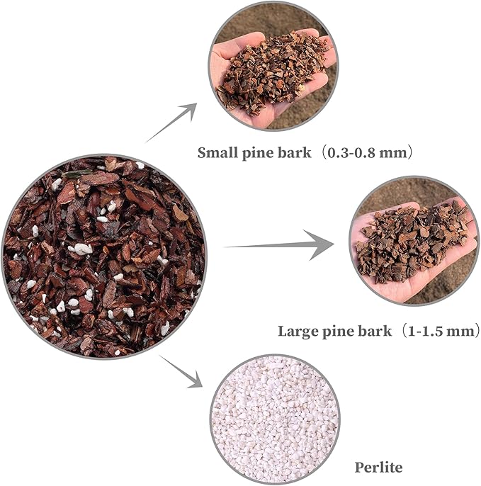 Orchid Potting Mix Orchid Bark, Mix Pine Bark and Perlite, Good Drainage and Water Retention (4 Quart)