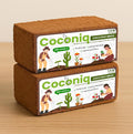 COCONIQ Premium Coco Coir Bricks 2 Pack - Lightweight Cocopeat for Garden Soil, Compressed Coconut Fiber Brick for Potting, Gardening, Planting, Seed Starting, Indoor & Outdoor Plants, Set of 2