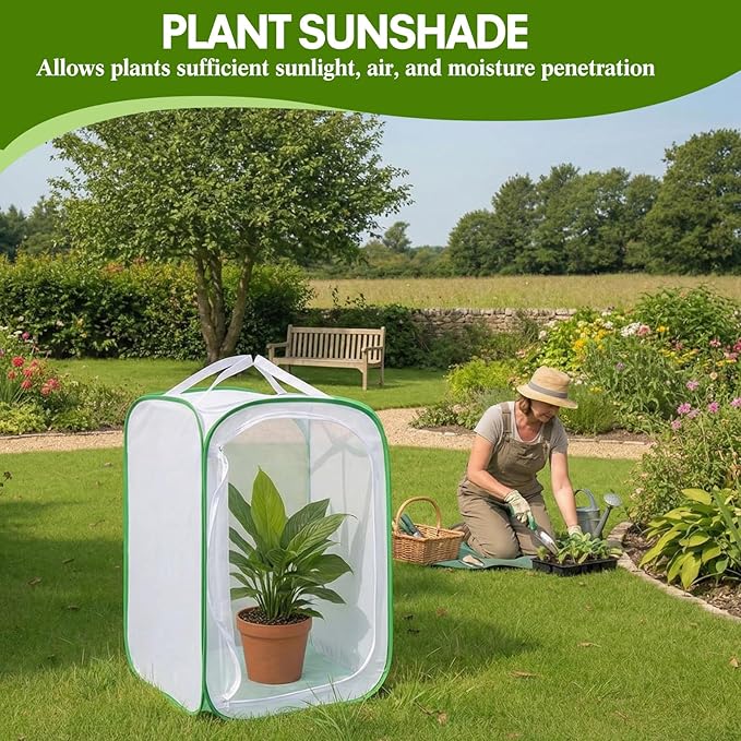 2 Pack Mesh Plant Covers 24 x 24 x 36 Inch Tomato Crop Netting Cage Garden Tents for Plant Protection from Insects Animals Outdoor Tall Crop Cage for Fruit, Vegetables, Flowers and Herbs
