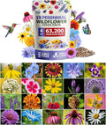 HOME GROWN Wildflower Seeds Bulk 4 oz 63,200+ Seeds 19 Varieties Non-GMO Perennial Mix, Butterfly & Pollinator Flower Seeds, Attract Bees, Birds & Hummingbirds, Outdoor Planting