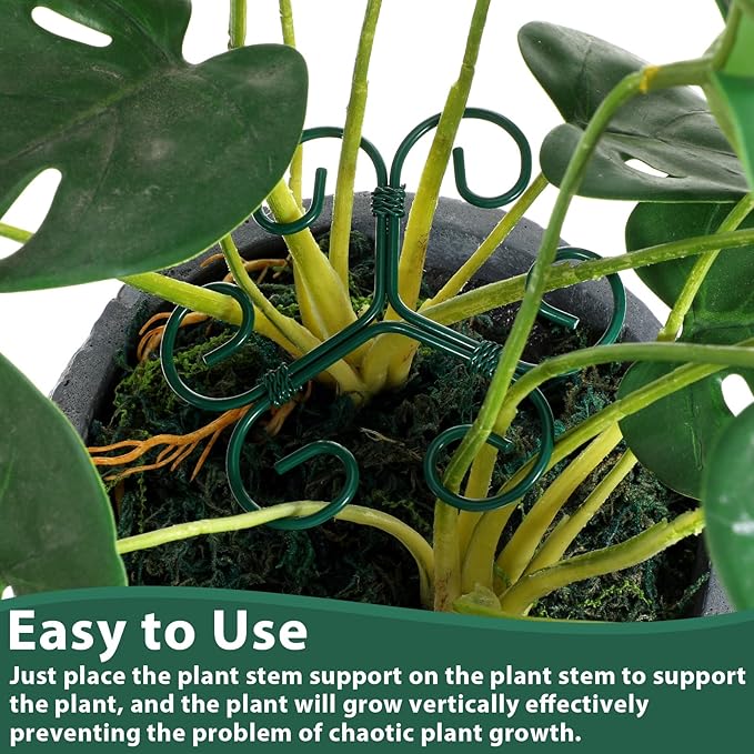 4 Pcs Plant Stem Supports for Indoor Plants, Iron Monstera Plant Support Stakes Plant Supports for Indoor Plants Holders Climbing and Thriving Growth Decorative Accessories
