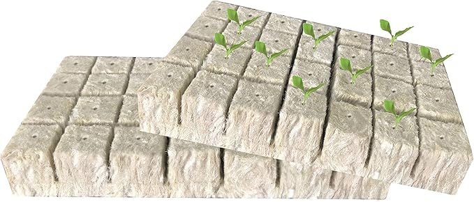 1.5” Rockwool Starter Plugs for Hydroponics, Rockwool Grow Cubes, 2 Sheets of 28 Plugs 56/Set (Big)