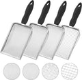 4-Pack Stainless Steel Soil Sifter Set with Handle, Multi-Mesh Garden Sifter for Compost, Sand, Rocks - Gardening Tool & Reptile Sand Scoop for Litter Cleaning, Beach Shell Sifting