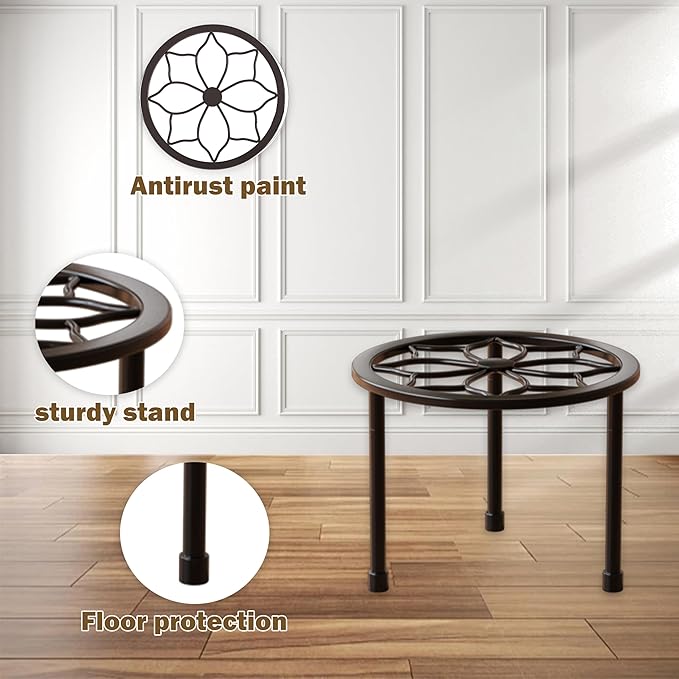 NUZZERO Metal Plant Stand Indoor Outdoor,Indoor Plant Stands for Patio Rust Proof,Heavy Duty Flower Pot Stands for Multiple Plant,Brown Potted Plant Holder for Garden Home (5 Pack Brown)