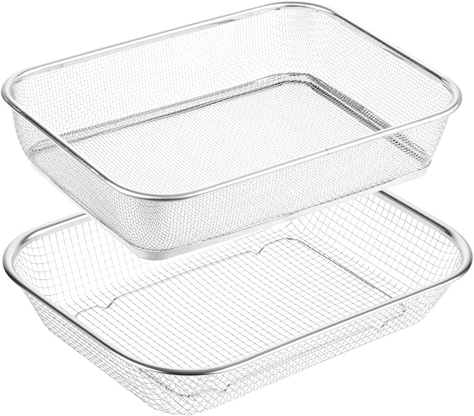 2PCS Soil Sifter for Gardening, Large Stainless Steel Rock Sifter, Square Garden Compost Sieve, Dirt Sand Sifter, Captures Dirt Rocks Sawdust for Garden Use (0.12'' 0.24'' Aperture)