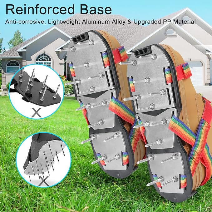 DenForste Lawn Aerator Shoes for Grass - Pre-Assembled Grass Aerator Shoes for Lawn - Soil Yard Aerator Tool for Aerating Patio Garden, Colorful