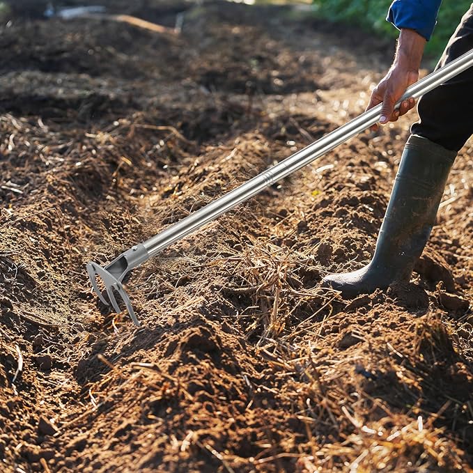 Professional Garden Hoe 77 Inch Long with Adjustable Long Handle - Heavy Duty Weeding & Cultivating Tool for Gardening, Lawn, and Yard Work