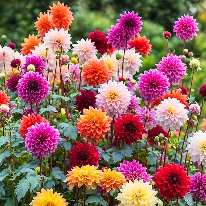 400+Perennial Mixed Dahlia Pompon Flower Seeds for Planting Ourdoor Beautiful Heirloom