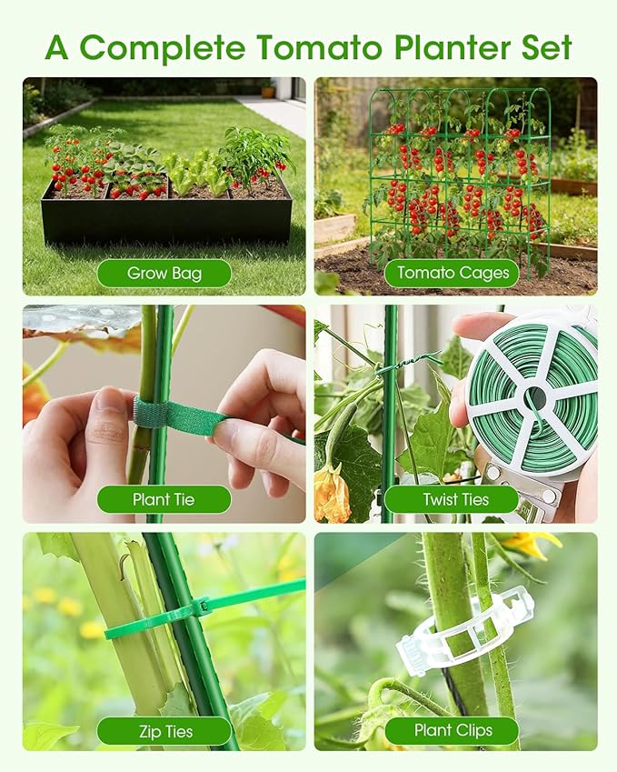 Cucumber Trellis with Grow Bags for Garden, U Frame Garden Trellis for Climbing Plants, Metal Plant Trellis with Garden Netting for Vegetables Flowers Fruits(5 Arches)