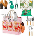 Garden Tool Set, 10 PCS Gardening Essentials, Stainless Steel Garden Hand Tools with Tote Bag, Well-Designed Gardening Supplies Kit Gifts for Women Men Gardeners