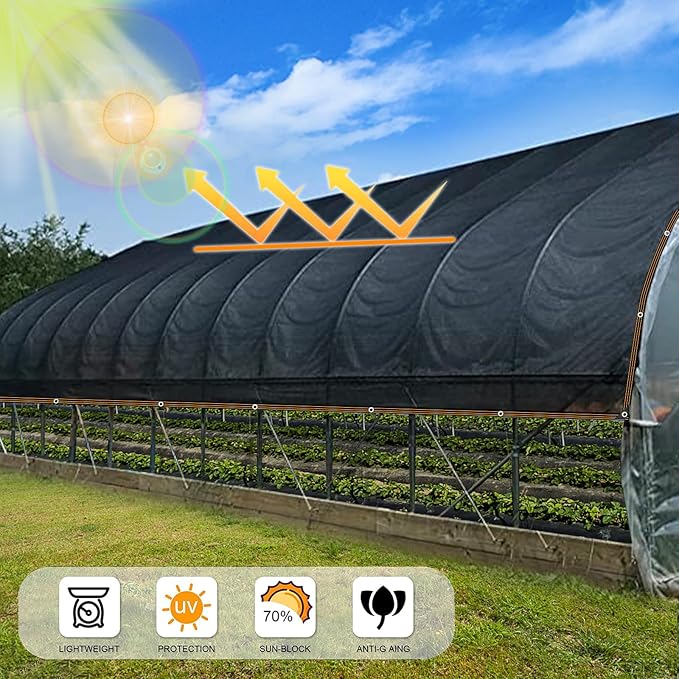Shade Cloth, 80%-90% Garden Shade Mesh Net with Grommets, Outdoor Black Sunblock Neting Antifreezing Cover for Plant Pergola Patio Greenhouse Chicken Coop, 3x20FT
