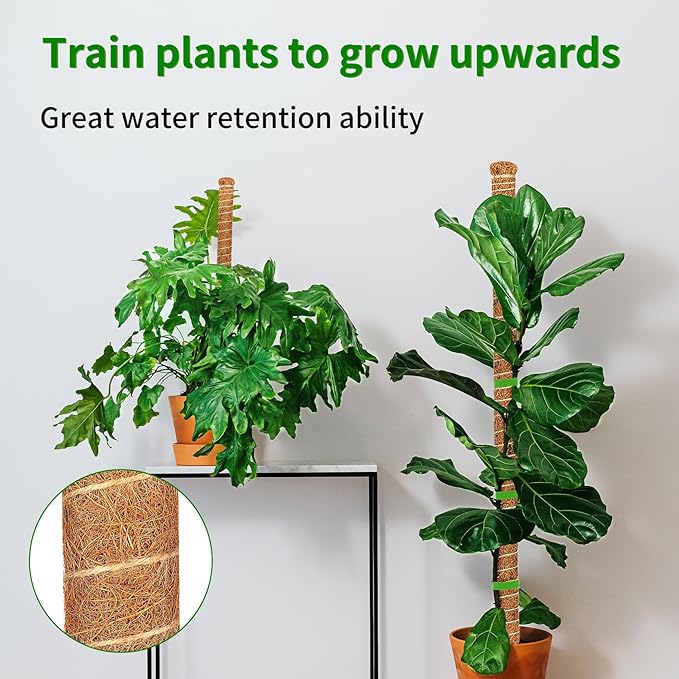 3 Pack Moss Pole, 47-Inch Moss Poles for Plants Monstera,Bendable Plant Support Stakes for Climbing Plants Indoor, Garden Trellis Plant Stick for Potted Plants, Pothos Philodendron