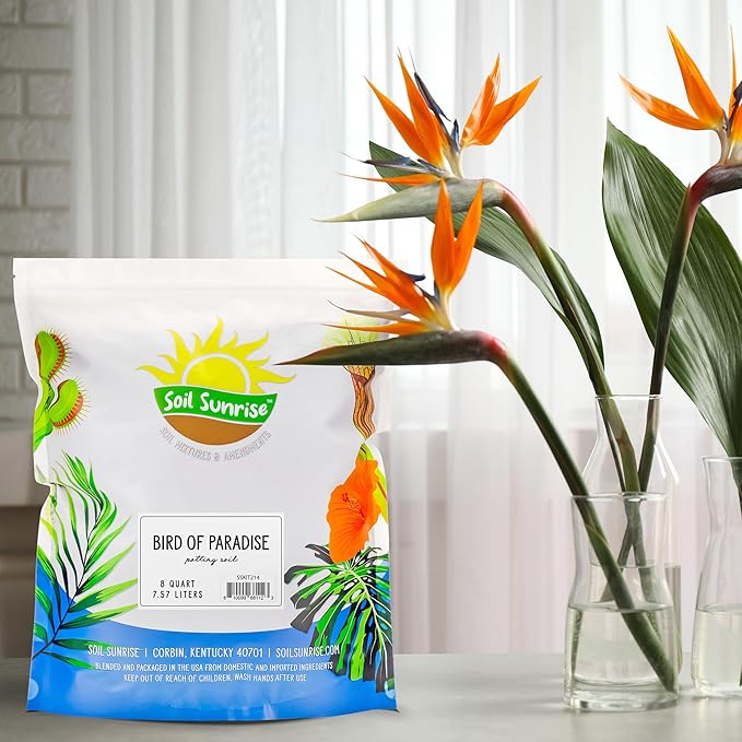 Soil Sunrise Bird of Paradise Potting Soil Mix (8 Quarts) All Natural Mix for Indoor/Outdoor Container Tropical Plants