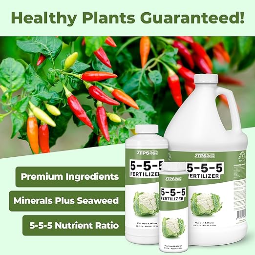 5-5-5 Fertilizer for Plants, Great for Vegetables, Flowers, and Shrubs, Liquid Plant Fertilizer by TPS Plant Foods, 8oz (250ml)