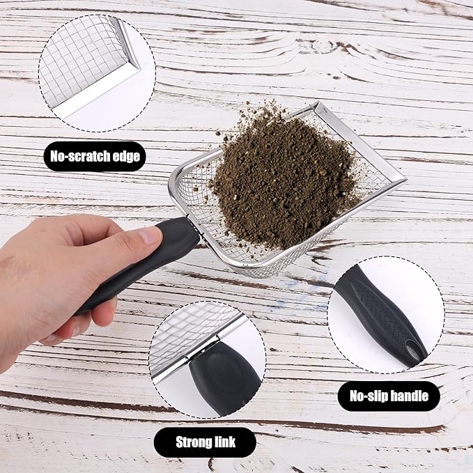 2pcs Gardening Sifter, Sand Compost Sifter with Handle Garden Sifters Compost Sifter Screen Garden Sieve Sifter Potting Scoop for Sand Rocks Dirt Compost