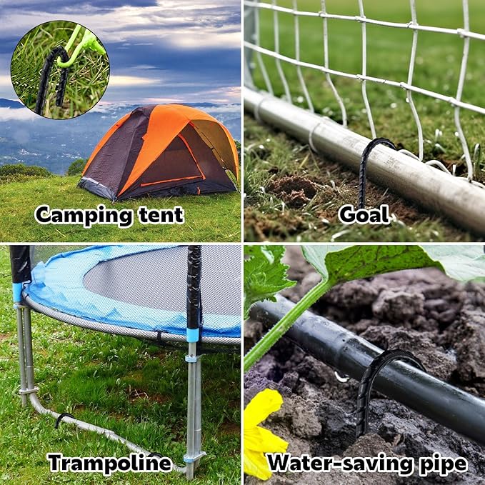 12 Inch J-Hook Rebar Stakes, HeavyDuty Anti-Rust Ground Anchors for Chainlink Fence, Garden Dog Fence, Sports nets, Camping Tent, Etc (20 Pack)