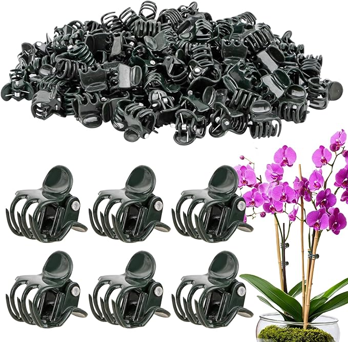 200 PCS Plant Clips Orchid Clips - Plant Support Clips for Indoor Plants, Small Plastic Garden Trellis Clips for Plant Stakes, Climbing Vine Stem Support, Orchid Plant Training Upright Growth