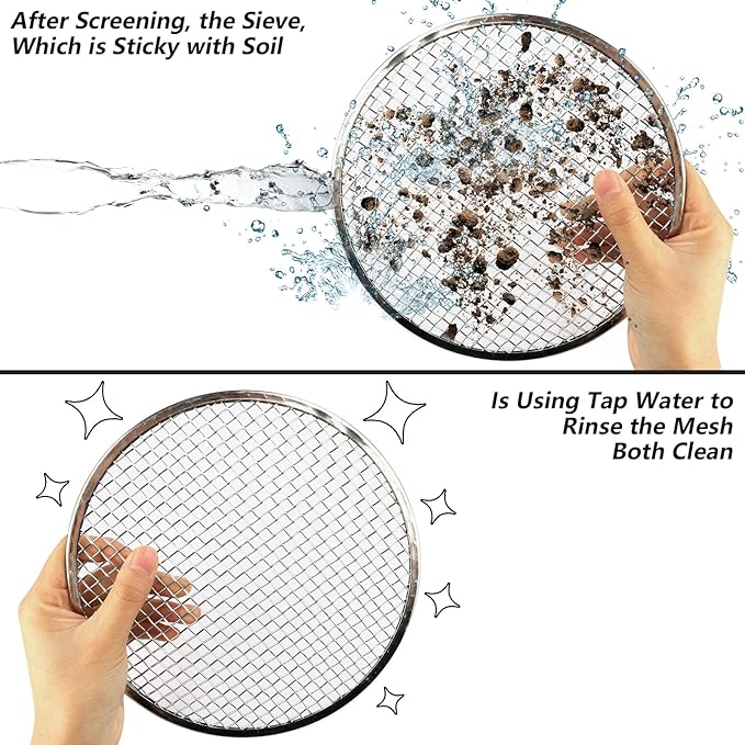 Heavy Duty Stainless Steel Garden Soil Sifter Compost Screen - 3 Sizes (Fine/Medium/Coarse Mesh) for Sifting Compost,Dirt,Rocks,Rotary Tool&Compatible, Home Garden Sieve for Gardening & Landscaping