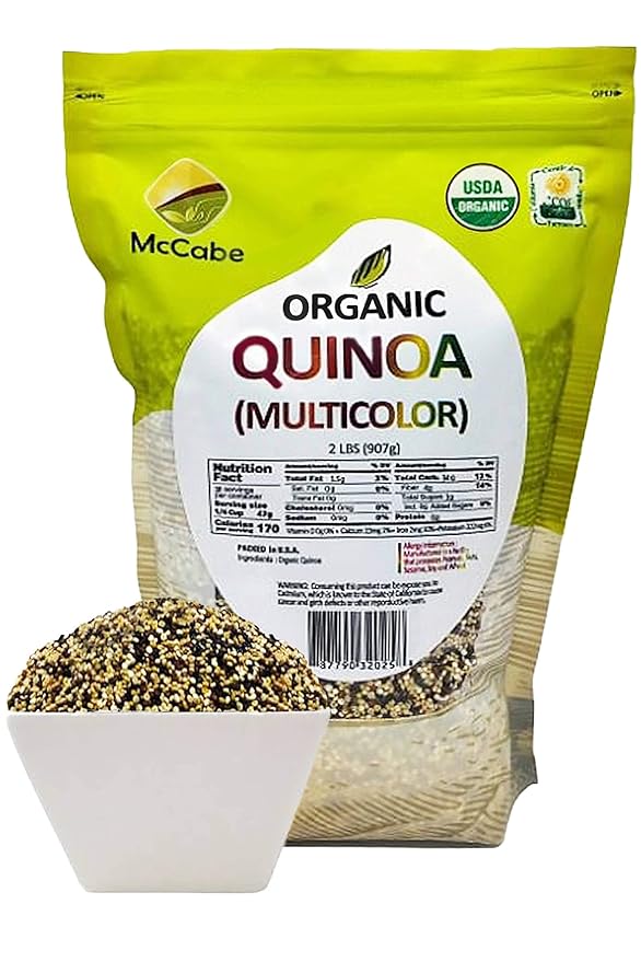 McCabe Organic Multicolor Quinoa - Multicolor Quinoa Organic | Rich with Fiber & Minerals | USDA and CCOF Certified | Packed in USA | 2Lbs