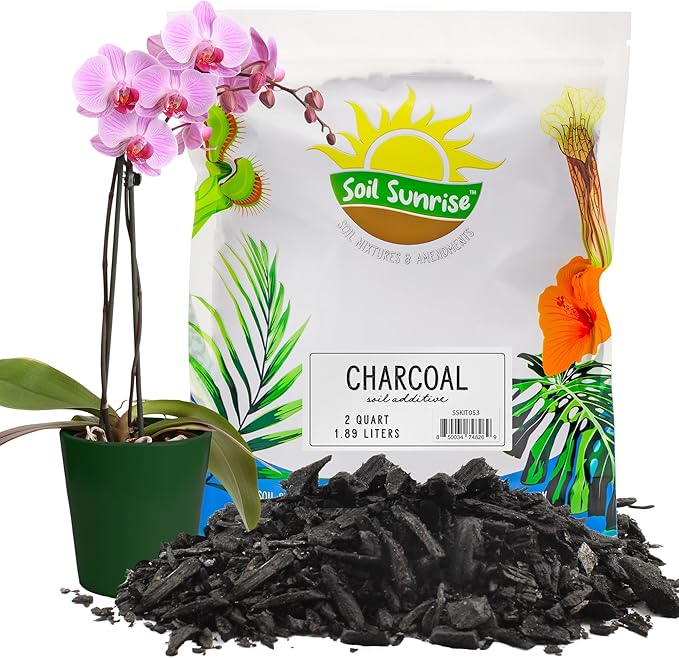 Soil Sunrise Horticultural Charcoal for Indoor Plants (2 Quarts) Hardwood Soil Additive for Orchids, Terrariums, and Gardening