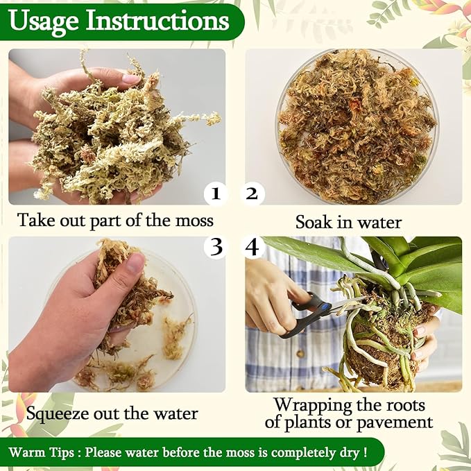 Legigo 1.1lb Natural Sphagnum Moss for Plants, 20QT Long Fiber Orchid Moss Potting Mix, Dried Sphagnum Moss for Plants Indoor, Orchid Repotting, Succulent, Carnivorous Plants, Terrarium and Reptiles