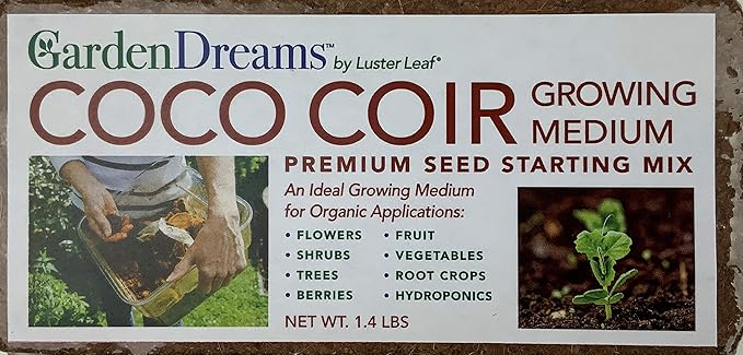 Luster Leaf 1250 1.4 lb. Coco Coir Growing Medium and Seed Starting Mix, 1.4lb, Brown