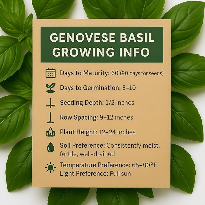 2600 Genovese Basil Seeds for Planting – Heirloom Non-GMO Herb Seeds for Hydroponic Garden Indoor & Outdoors Herb Garden - USA Grown, High Germination (Ocimum basilicum)