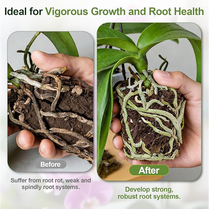 Orchid Bark Potting Mix 3 Quart, Mix Pine Bark, Organic Perlite, Sphagnum Moss and Leca Clay Pebbles for Plants, Orchid Fertilizer Garden Soil for Root Development