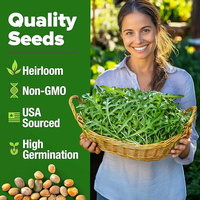 Root Vegetable Seed Variety Pack – Over 8,600 Non-GMO USA Heirloom Seeds: Arugula, Tendersweet Carrots, Detroit Dark Red Beets & Cherry Belle Radish – Fast Growing for Spring & Fall Gardens