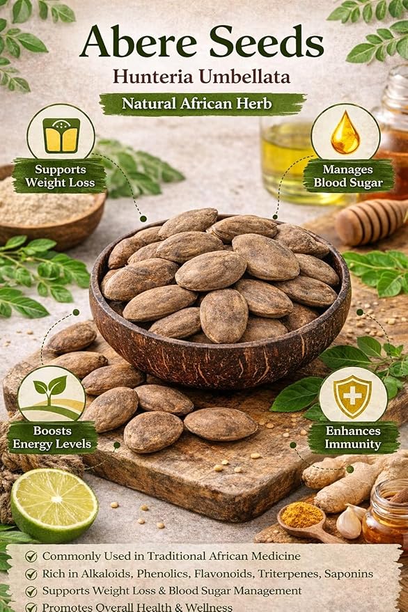 Abere Seeds (Hunteria Umbellata) – 100% Natural Handpicked African Herbal Product – Traditional Use – Ideal for Teas & Decoctions – Premium Quality – 20 Pieces